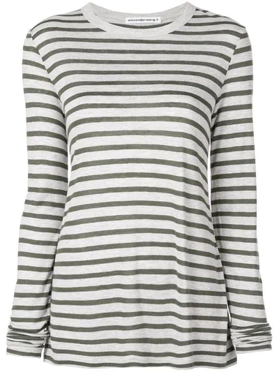 Shop Alexander Wang Horizontal Striped T-shirt In Grey