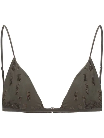 Shop Fleur Du Mal Sequin Luxe Triangle Bra In Green