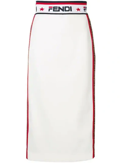 Shop Fendi X Fila Pencil Skirt In White