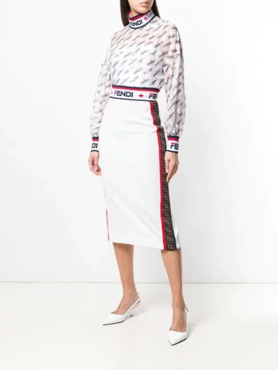 Shop Fendi X Fila Pencil Skirt In White