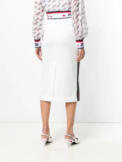 Shop Fendi X Fila Pencil Skirt In White