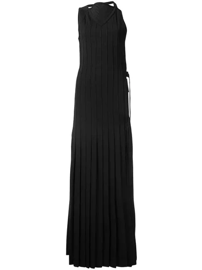 Shop Vera Wang Pleated Plastron Gown In Black