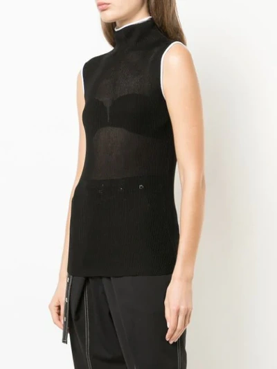 Shop Helmut Lang Ribbed Knit High Neck Top In Black