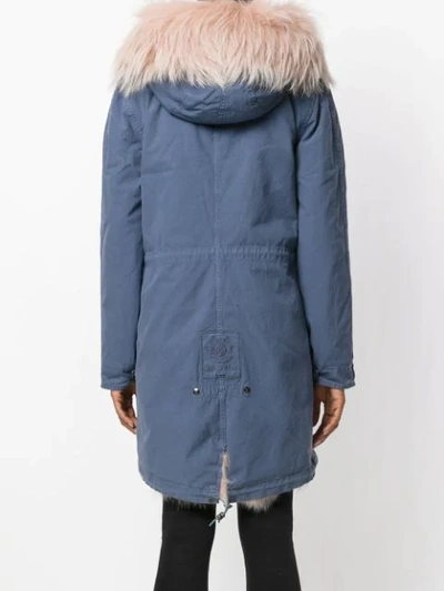 Shop Mr & Mrs Italy Faux Fur Trim Parka In Blue