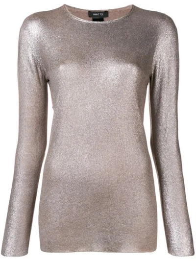 Shop Avant Toi Round Neck Jumper - Metallic