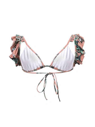 Shop Patbo Botanica Print Bikini Top In Neutrals