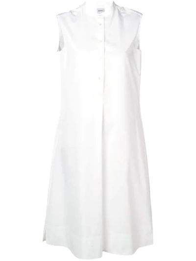 Shop Aspesi Band Collar Shirt Dress In White