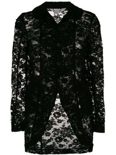 Shop Comme Des Garçons Comme Des Garçons Floral Lace Detail Jacket - Black