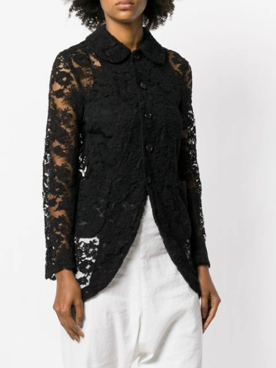 Shop Comme Des Garçons Comme Des Garçons Floral Lace Detail Jacket - Black