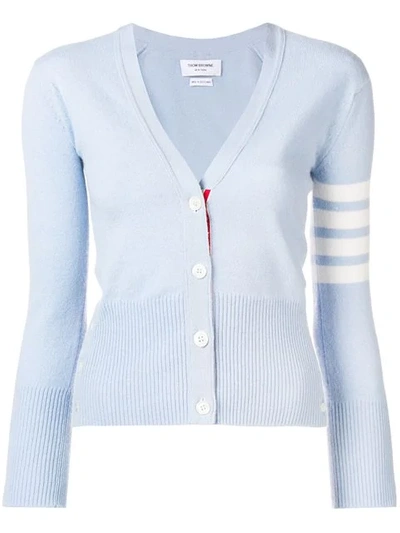 Shop Thom Browne Classic 4-bar Cashmere Cardigan In Blue