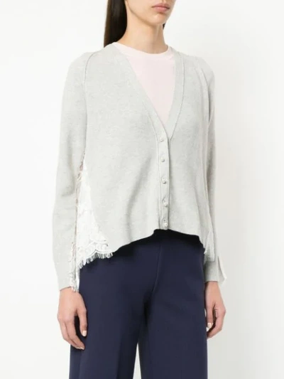 Shop Onefifteen Lace Panel Cardigan In Grey