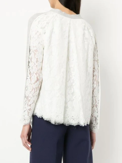 Shop Onefifteen Lace Panel Cardigan In Grey