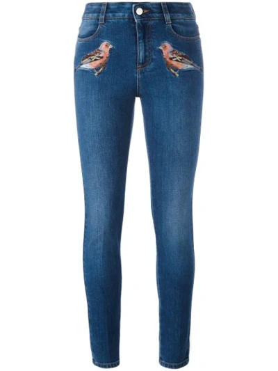 Shop Stella Mccartney Robin Embroidered Skinny Jeans In Blue