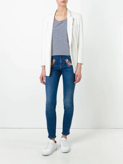 Shop Stella Mccartney Robin Embroidered Skinny Jeans In Blue