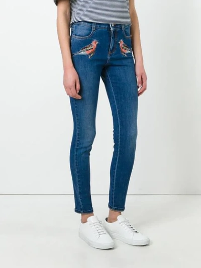 Shop Stella Mccartney Robin Embroidered Skinny Jeans In Blue