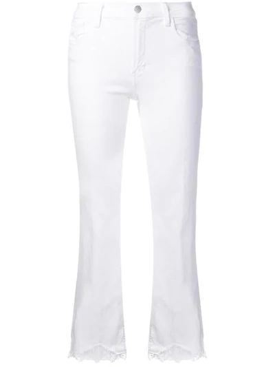 Shop J Brand Lace Hem Jeans In White