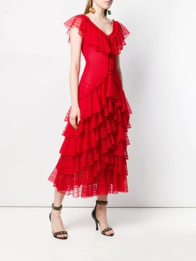 Shop Alexander Mcqueen Ruffled Dress In Red