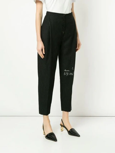 Shop Ruban Cropped Striped Trousers In Black