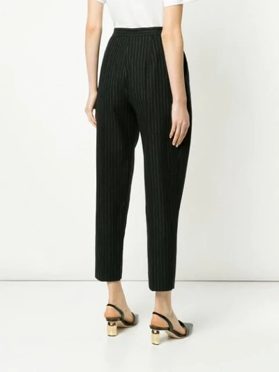 Shop Ruban Cropped Striped Trousers In Black