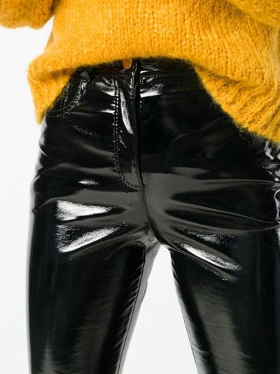 Shop Alberta Ferretti Glossy Biker Trousers - Black