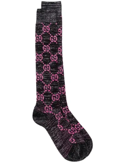 Shop Gucci Gg Supreme Mid-calf Socks In Black