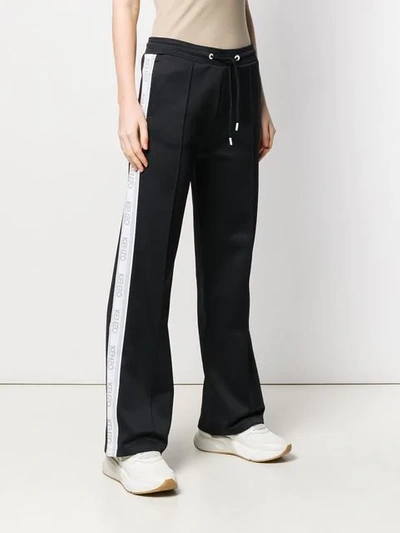 Shop Kenzo Wide Leg Track Trousers In Black