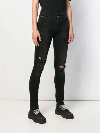 Shop Philipp Plein Ripped Skinny Jeans - Black