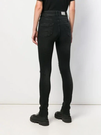 Shop Philipp Plein Ripped Skinny Jeans - Black