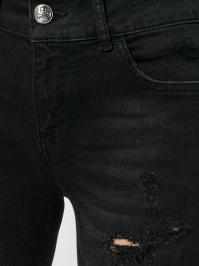 Shop Philipp Plein Ripped Skinny Jeans - Black
