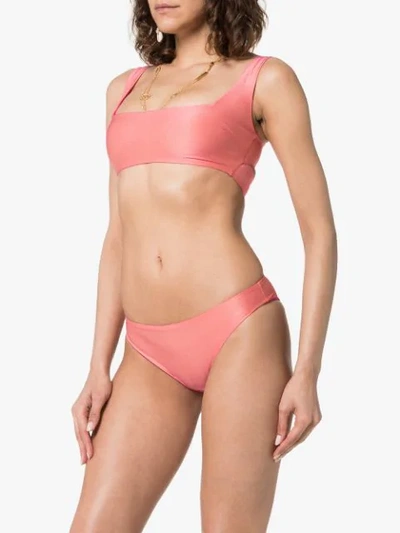 Shop Ack Vela Amarena Square Neck Bikini In Pink