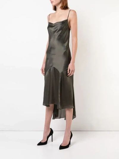 Shop Fleur Du Mal Teardrop Midi Dress In Dark Army