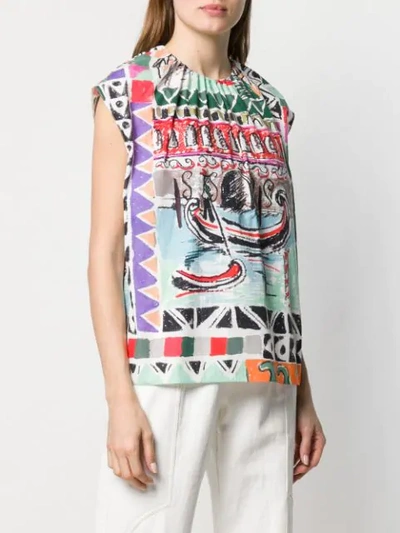 Shop Prada Venice Print Blouse In White