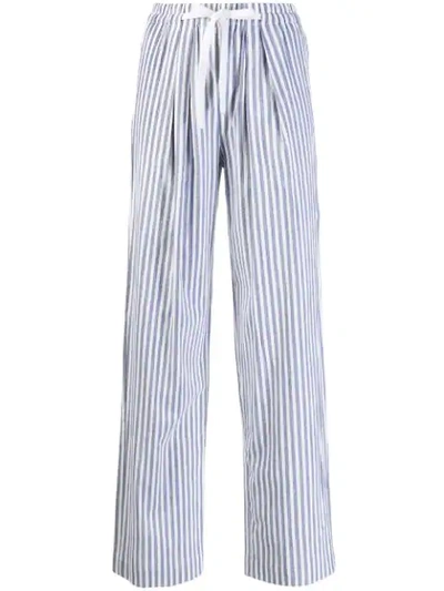 Shop Vince Striped Loose Fit Trousers - Blue