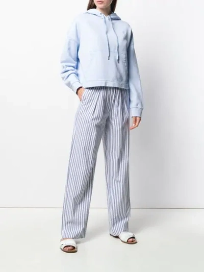Shop Vince Striped Loose Fit Trousers - Blue
