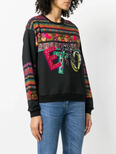 Shop Etro Mixed Pattern Logo Sweatshirt - Black