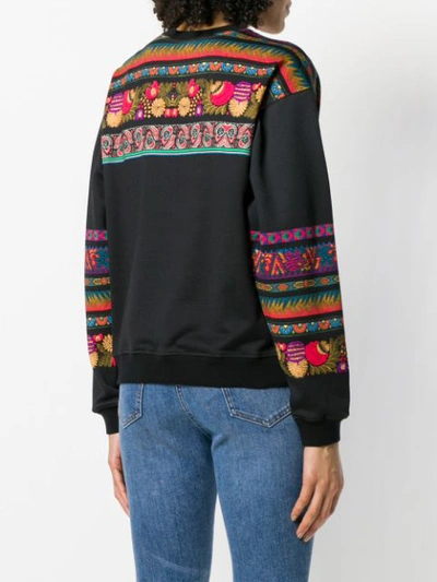 mixed print embroidered sweatshirt