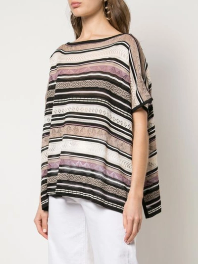 Shop Fuzzi Striped Knitted Top - Black
