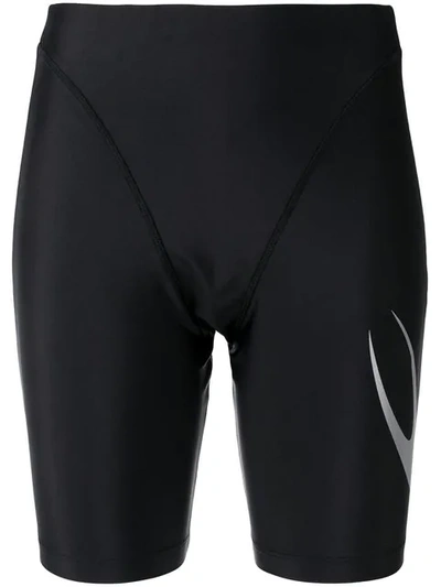 Shop Marine Serre Panelled Stretch-fit Shorts - Black