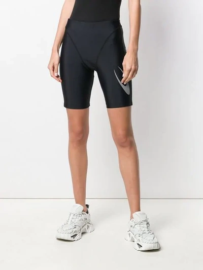 Shop Marine Serre Panelled Stretch-fit Shorts - Black
