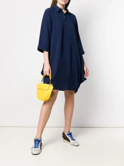 Shop Armani Exchange Oversized Polo Dress In Blue