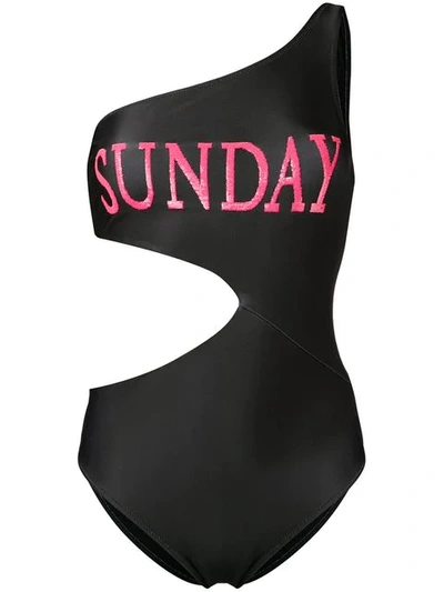 Shop Alberta Ferretti Sunday Cut-out Swimsuit In Black