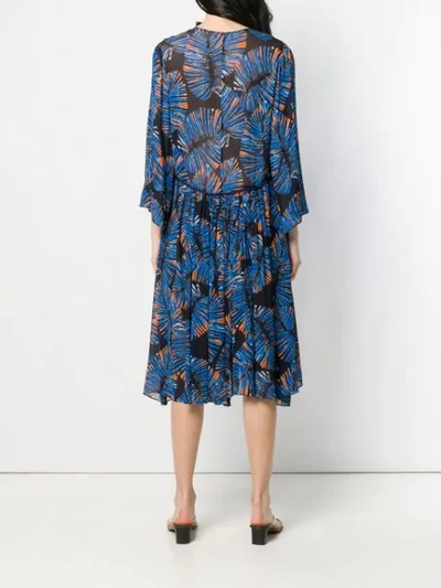 Shop Antonelli Palm Tree Print Midi Dress In Blue