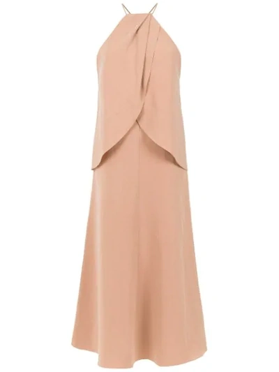 Shop Andrea Marques Wrap Style Dress In Neutrals