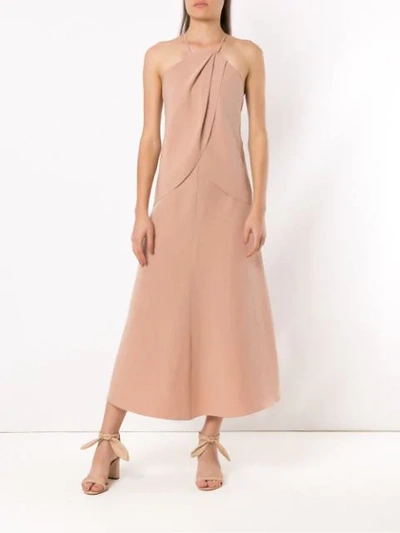 Shop Andrea Marques Wrap Style Dress In Neutrals