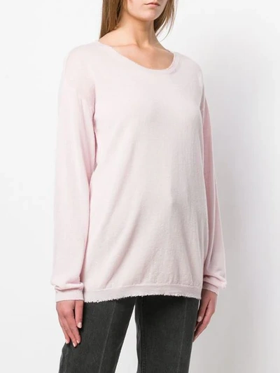 Shop Ann Demeulemeester Frayed-hem Oversized Sweater In Pink