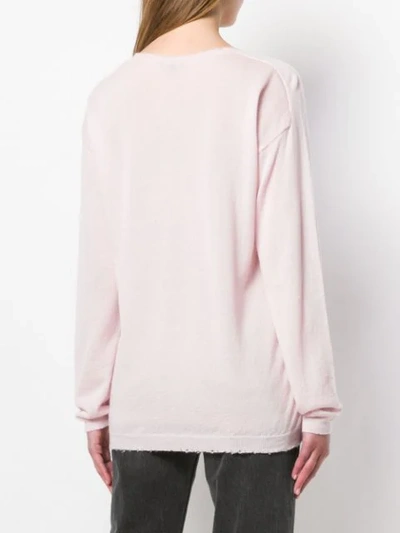 Shop Ann Demeulemeester Frayed-hem Oversized Sweater In Pink