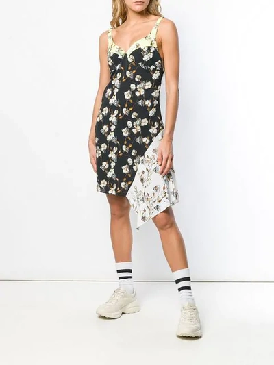 Shop Off-white Floral Asymmetric Dress In Black