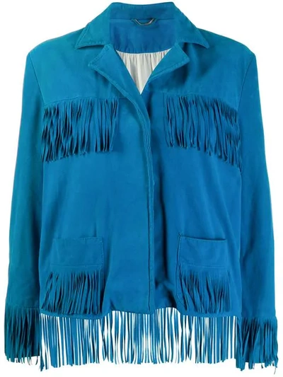 Pre-owned A.n.g.e.l.o. Vintage Cult 1990's Au Revoir Fringed Jacket In Blue