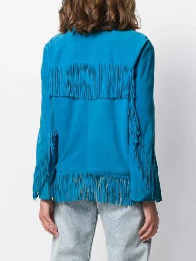 Pre-owned A.n.g.e.l.o. Vintage Cult 1990's Au Revoir Fringed Jacket In Blue