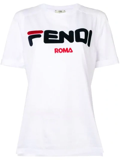 Shop Fendi Logo Print T-shirt In White